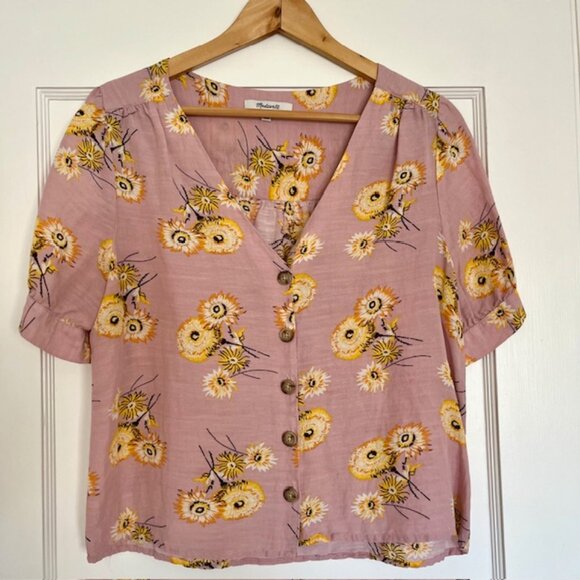Madewell Plaza Button-Front Shirt in Dutch Dandelions | Size Small - Picture 3 of 8